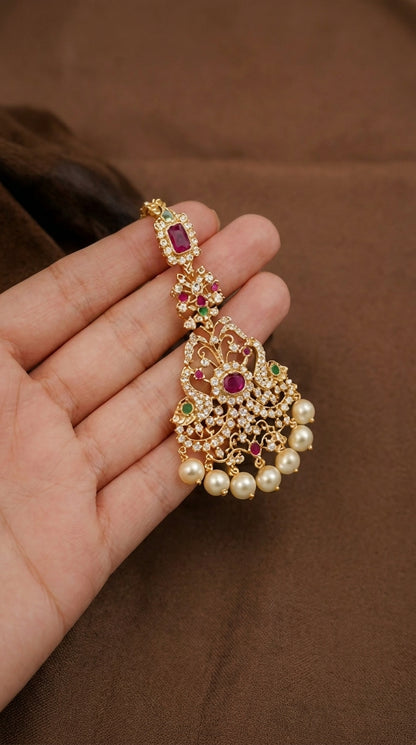 Traditional Gold-Plated Bridal Jewelry Set | Necklace, Earrings & Maang Tikka | Jewels by Sadaf