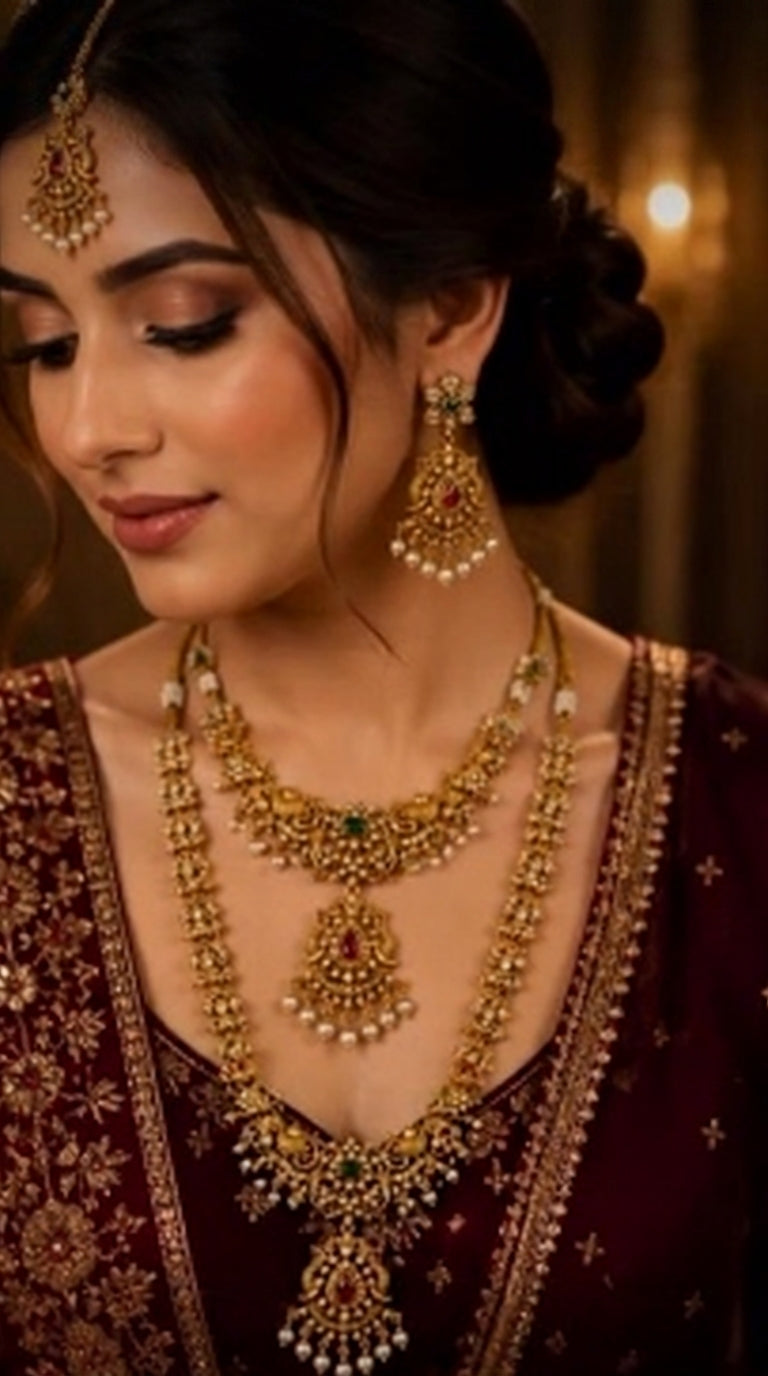 Royal Gold-Plated Bridal Jewelry Set | Jewels by Sadaf