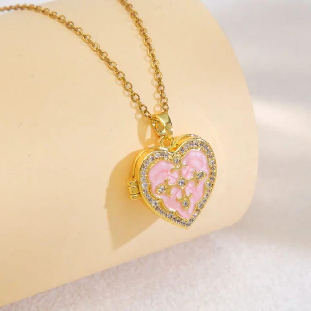 Celestial Pink Heart Crystal Pendant Necklace | Jewels by Sadaf